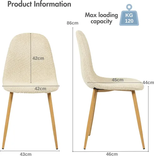 Miniatura 3 de FurnitureR Silla de comedor moderna tapizada de cuero de mediados de siglo, silla de comedor sin brazos con patas de metal negro, ahorro de espacio