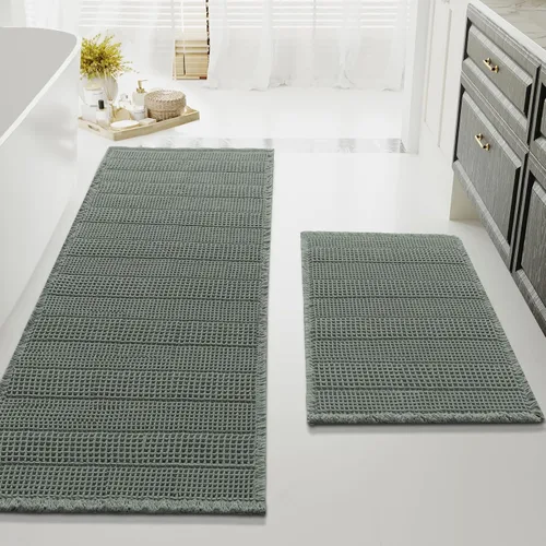 Miniatura 33 de H.VERSAILTEX Alfombra de baño de goma eva súper absorbente, alfombras de baño antideslizantes para piso de baño, alfombras de baño lavables a Crema