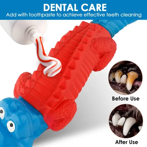 Miniatura 3 de petizer Juguetes masticables para perros que no chirrian para masticadores agresivos, juguete resistente de nailon y goma para perros con sabor a