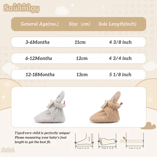 Miniatura 23 de Sawimlgy - Botines de algodón antideslizantes para recién nacido, con agarre, para cuna o para el invierno