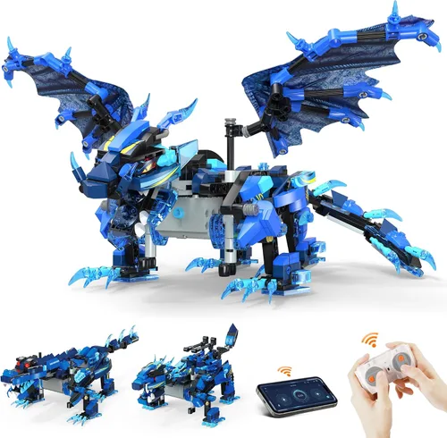 OASO Kit de construcción de dragón con control remoto, regalos STEM para niños de 8 a 12 años, juguetes técnicos de codificación para cumpleaños,