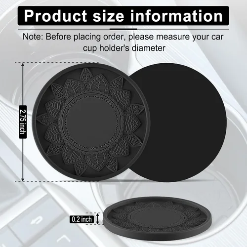 Miniatura 2 de SINGARO - Posavasos para tazas de automóvil, 4 soportes de silicona integrados en portavasos decorativos, soportes universales antideslizantes