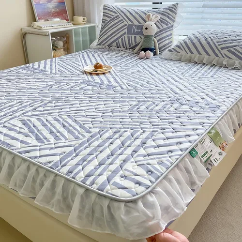 Miniatura 11 de Sábanas de bolsillo profundo, sábanas de látex de seda de hielo, fundas de colchón con estampado de dibujos animados agradables a la piel, con Gris