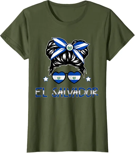 Miniatura 55 de Camiseta de El Salvador para Niñas Bandera Patrimonio Hispano Salvadoreño