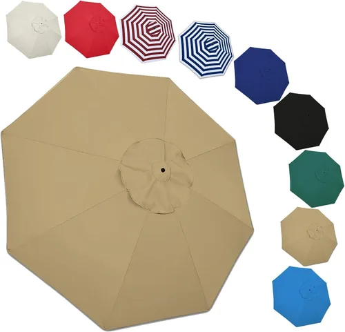 Toldo de repuesto para sombrilla de patio de 6.6 pies, 9 pies/10 pies, 6 varillas / 8 varillas de repuesto para sombrilla de mesa de mercado de Caqui