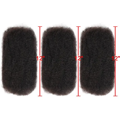 Miniatura 2 de Style Icon 3 paquetes de cabello humano Afro Kinkys a granel (30cm/30cm/30cm, negro natural) - Trenzas Afro Twist - Extensiones rizadas y crespas