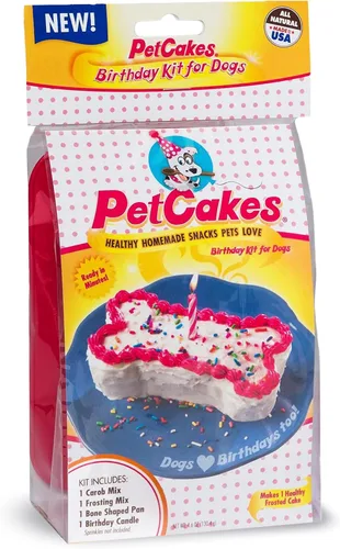 Kit de Pastel de Cumpleaños para Perros PetCakes - Golosinas Completamente Naturales - De Cachorros a Perros Grandes, Sabor a Algarrobo - 5.5 Oz