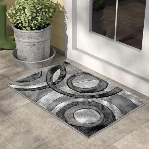 Miniatura 14 de GLORY RUGS Alfombra de área 2x3 marrón, tapete para puerta, círculos modernos, suave, alfombra de piso contemporánea con textura esponjosa