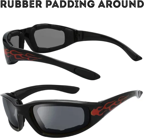 Miniatura 9 de Gafas de Motocicleta con Marco Acolchado y Lentes que Bloquean 100% UVB/UVB para Actividades al Aire Libre y Deportes 1410-negro brillante