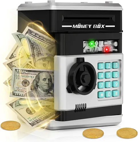 Miniatura 11 de Refasy Alcancía para dinero en efectivo, cajero automático, banco electrónico de monedas para niños de 3 a 12 años, caja de ahorro de dinero, mini