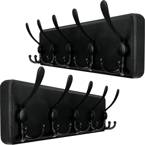 Miniatura 18 de WEBI Perchero de pared, ganchos para abrigos de pared rústicos, 16" de orificio a orificio, gancho grande para colgar en la pared, perchero