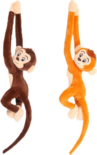 zhidiloveyou 2 piezas de mono de peluche colgante de peluche lindo mono de juguete para niños adultos, 27.6 pulgadas Marrón oscuro+marrón claro