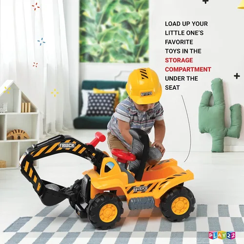 Miniatura 7 de Play22 - Tractores de juguete para niños en excavadora – Sonidos musicales de tractor incluye casco con rocas – Juego de simulación – Camión
