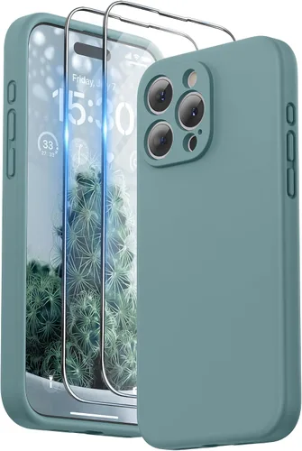 Miniatura 10 de SURPHY Funda diseñada para iPhone 15 Pro Max con protector de pantalla y cordón, correa de teléfono y funda de silicona líquida para teléfono