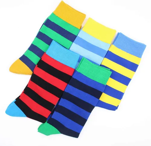 Miniatura 70 de TOEJYJ Calcetines de vestir divertidos para hombre, paquete de calcetines casuales divertidos, coloridos calcetines de algodón a rayas, talla 10-13