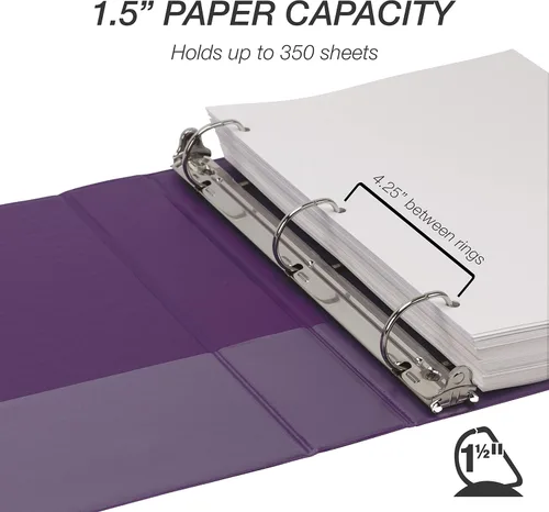 Miniatura 341 de Samsill - Carpeta duradera de 5 pulgadas, fabricada en los Estados Unidos, con anillos en D, transparente y personalizable, color blanco