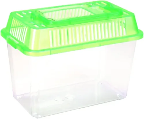 Mini pecera de plástico de mano con asa para mascotas acuáticas, acuario portátil transparente para peces de colores y tortugas, fácil de limpiar