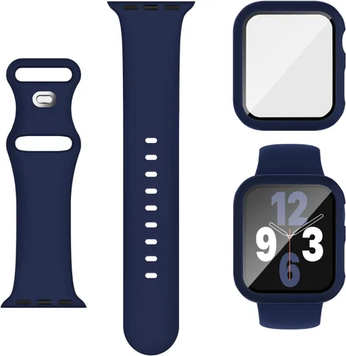 Miniatura 19 de Adorique 3-en-1 compatible con Apple Watch Band de 40 mm, 41 mm, 42 mm, 44 mm, 45 mm, 46 mm, correa deportiva de silicona suave para iWatch Series