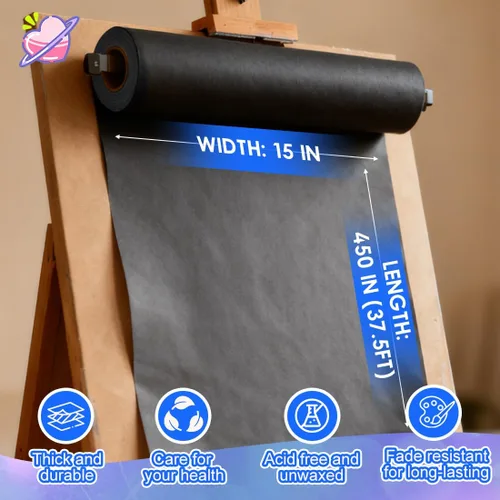 Miniatura 2 de PerkHomy - Rollo de papel de estraza para manualidades de 15 x 450 pulgadas (37.5 pies) para niños, envoltura de regalos, arte en movimiento