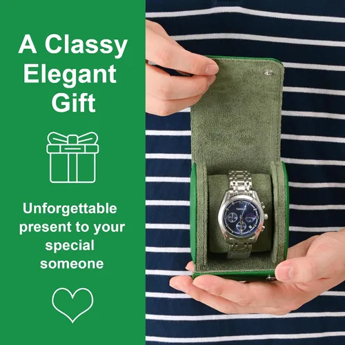 Miniatura 7 de ROSELLE Funda para reloj para hombres y mujeres con forro de gamuza, estuche de viaje para reloj, organizador de almacenamiento y exhibición