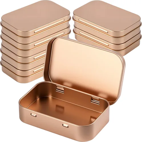 Miniatura 8 de Hotop Paquete de 3 recipientes rectangulares de metal de 3.75 x 2.45 x 0.8 pulgadas, recipientes con tapas, mini caja pequeña portátil para el Negro