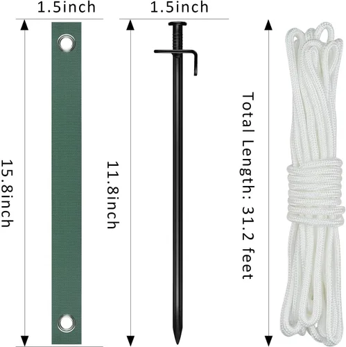 Miniatura 6 de Kit de soporte de árbol de acero resistente, kit de estaca para árboles recién plantados contra el mal tiempo, incluye 6 correas de árbol