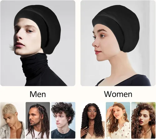 Miniatura 6 de Gorro de satén con forro de seda, cubierta ajustable para el cabello para mujeres y hombres, gorro de noche para el cuidado de pacientes