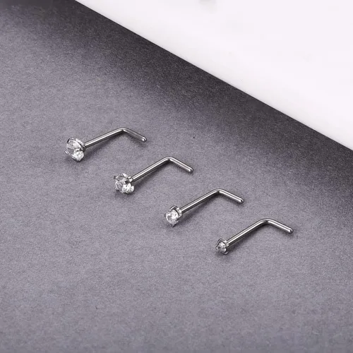 Miniatura 5 de Jstyle arete para la nariz de acero inoxidable, 4 piezas de 20 g. Piercing con pasador en forma de L de 1.5 mm, 2 mm, 2.5 mm y 3 mm.