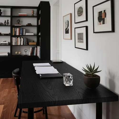 Miniatura 6 de Ismoon Papel tapiz de contacto negro para despegar y pegar, papel de contacto de grano de madera de 17.5 x 118 pulgadas, papel de contacto