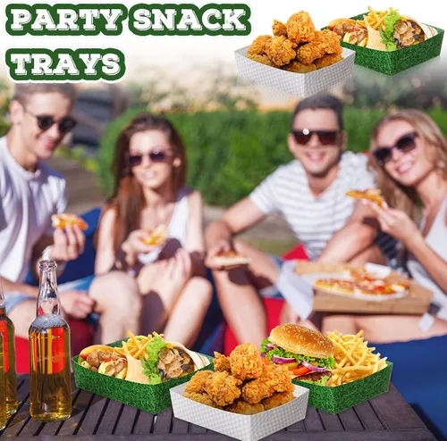 Miniatura 4 de Teling Paquete de 36 suministros para fiestas de golf, bandejas grandes de platos de golf de 5 libras, cuencos de papel, botes de comida y botes