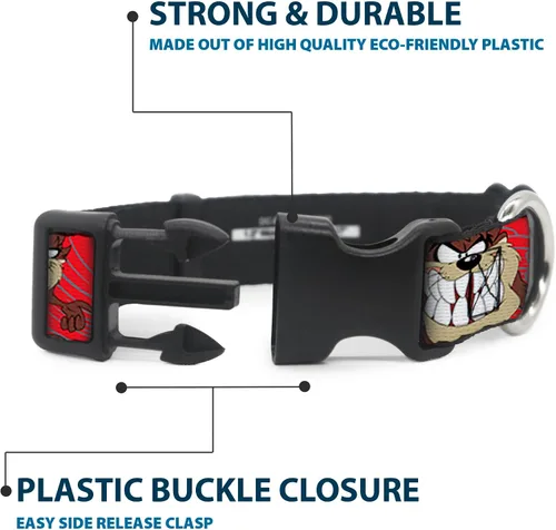 Miniatura 4 de Buckle-Down Tasmanian Devil Expressions Red Swirl - 1 pulgada de ancho - Se adapta a cuello de 9 a 15 pulgadas - S