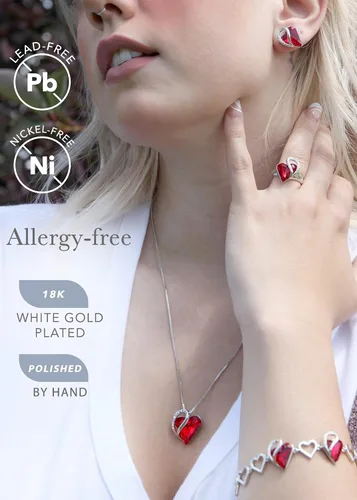 Miniatura 3 de Leafael - Aretes de cristal con forma de corazón infinito para mujer, aretes de moda en tono plateado, regalos para mujer, aretes