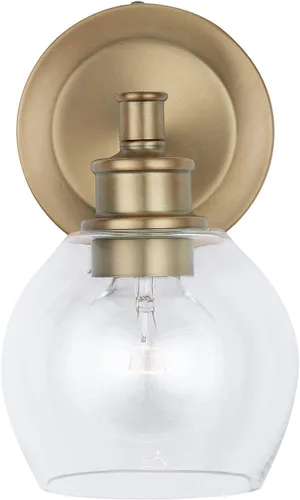 Miniatura 8 de Capital Lighting 621111PN-426 - Lámpara de pared de cristal transparente de mediados de siglo, 1 luz de 100 vatios, 10 pulgadas de alto x 6 pulgadas