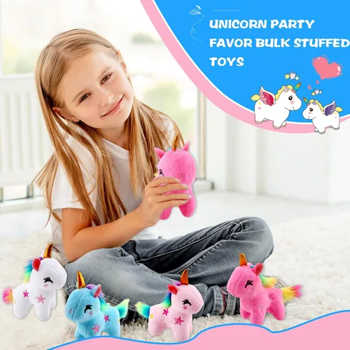 Miniatura 7 de Paquete de 16 mini juguetes de unicornio de peluche, pequeño unicornio de peluche, lindo llavero de peluche, juguetes a granel para Navidad