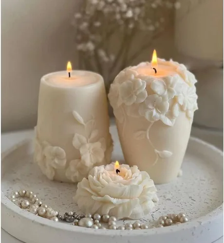 Miniatura 2 de Tone Fun Moldes de silicona cilíndricos 3D para hacer velas, resina, velas de aromaterapia, jabón de cera hecho a mano, decoración del hogar, Flor