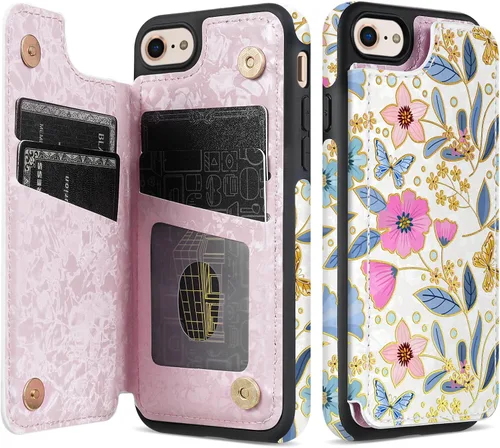 Miniatura 56 de NNH Funda tipo cartera compatible con iPhone Xs Max con bloqueo RFID, ranuras para tarjetas, folio de piel sintética, función atril, doble cierre