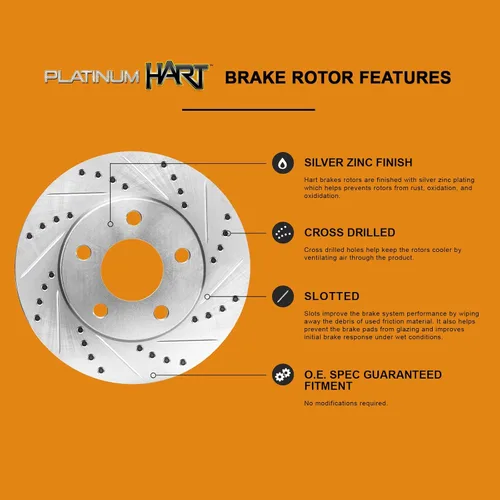 Miniatura 5 de Hart Brakes Kit Frenos y Rotores Delanteros Pastillas de Freno Delantero Rotores y Pastillas de Freno Pastillas y Rotores de Freno Semimetálicos