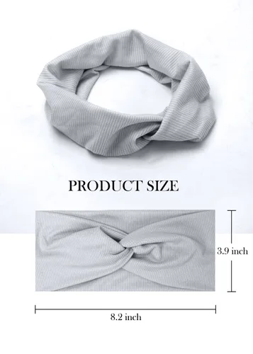 Miniatura 4 de Huachi Diademas neutras para mujer, diademas anchas tipo turbante para mujer, diademas bohemias suaves y elásticas para el cabello de mujer, lindos