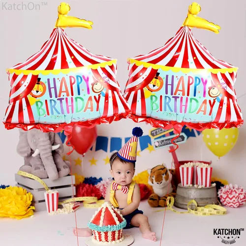 Miniatura 2 de Globo de carpa de circo de carnaval y globo de león – grande, 30 pulgadas Decoraciones de fiesta temática de carnaval Globos de carnaval