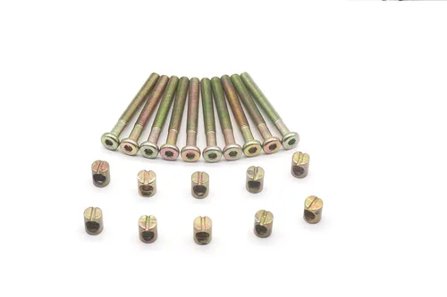 Miniatura 2 de Paquete de 10 tuercas hexagonales M8 x 2.756 in para muebles para cuna, sillas y camas, rosca de 2.008 in, chapado en zinc