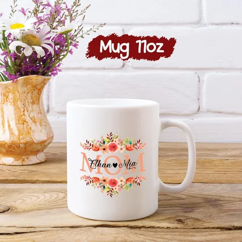 Miniatura 5 de Taza de té con diseño de flores para mamá, taza personalizada para mamá con nombre, taza de café personalizada para madre, regalo para mamá, tazas