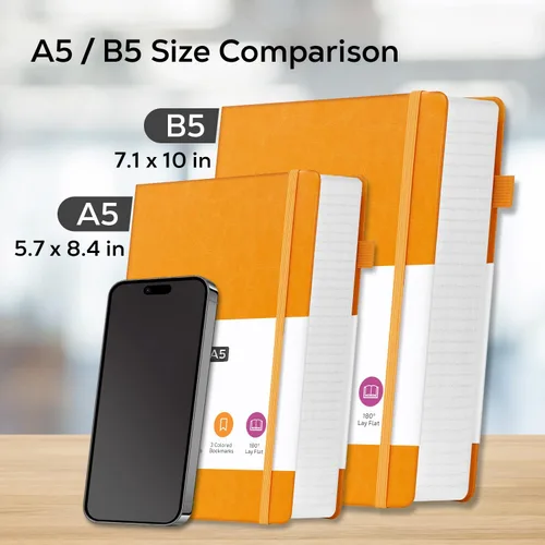 Miniatura 5 de FOCUS DAY Cuaderno de Cuero con Páginas Rayadas, 320 Páginas Cuaderno de Tapa Dura para Escribir y Tomar Notas para Mujeres y Hombres, B5