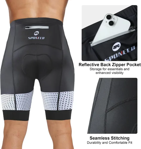 Miniatura 48 de sponeed Pantalones cortos de ciclismo para hombre, pantalones acolchados para ciclismo, ropa de ciclismo