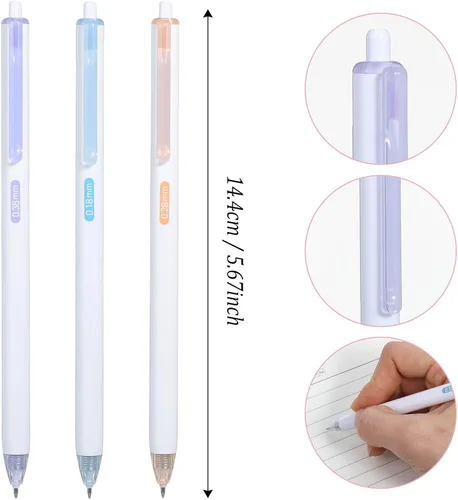 Miniatura 2 de Ymapinc 6 bolígrafos de punta ultrafina, bolígrafos de tinta negra, bolígrafo de resorte con agarre de silicona, escritura suave para tomar notas