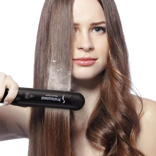 Miniatura 2 de Plancha de pelo profesional de turmalina de cerámica 2 en 1, plancha de pelo ajustable 300-450F, calor de salón, 110-220 V de doble voltaje
