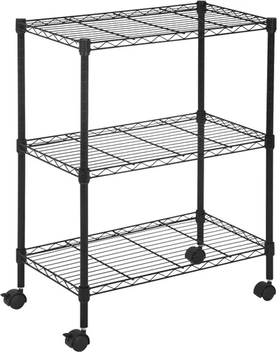 Miniatura 18 de Estantería de 3 niveles, estantería pequeña ajustable para armario, estantes de almacenamiento de cocina con ruedas, organizador de alambre de acero