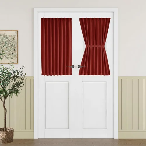 Miniatura 137 de Vatge - Cortinas autoadhesivas para puerta francesa, tratamiento de ventana con filtro de luz sin varillas ni perforaciones para puertas de cristal