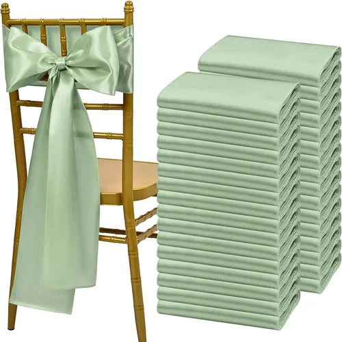 Miniatura 29 de Showgeous 60 cintas decorativas de satén negro para silla, lazos para decoración de banquetes, fiestas, baby shower, eventos (7 x 108 pulgadas)