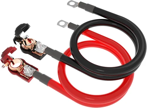 Miniatura 2 de Cable de batería de calibre 2 AWG de 1.5 pies con conectores de terminales de batería, orejetas de 3/8", cable conductor de batería de cobre puro
