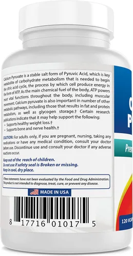 Miniatura 7 de Piruvato de calcio 750 mg 120 cápsulas por Best Naturals (paquete de 2)